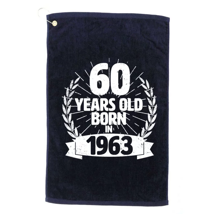 Vintage Wreath 60 Years Old Born In 1963 Birthday Platinum Collection Golf Towel