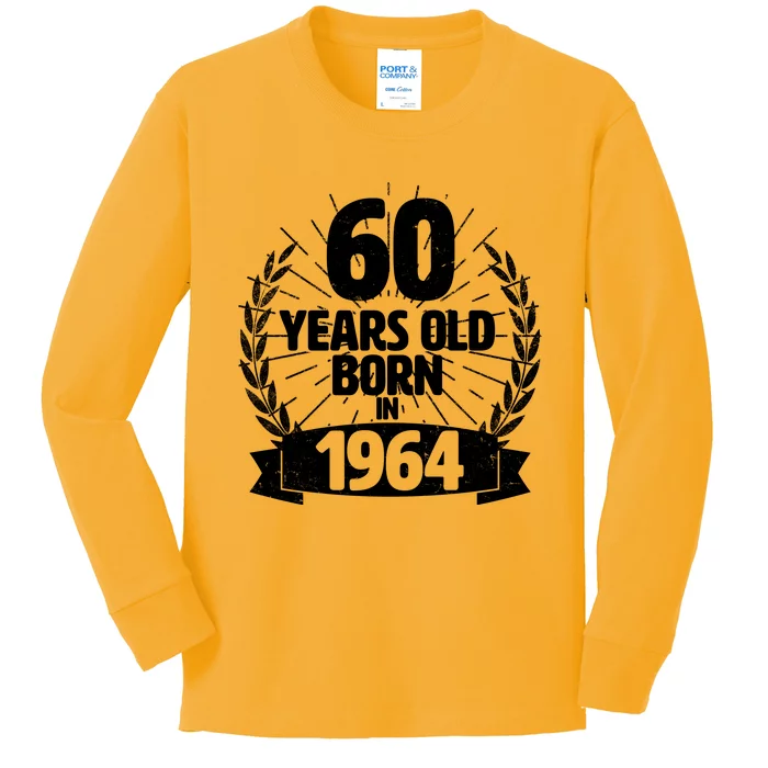 Vintage Wreath 60 Years Old Born In 1964 Birthday Kids Long Sleeve Shirt