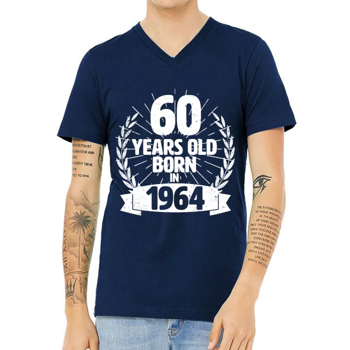 Vintage Wreath 60 Years Old Born In 1964 Birthday V-Neck T-Shirt