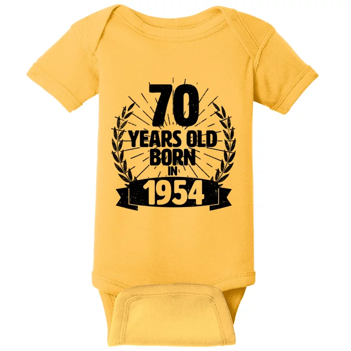 Vintage Wreath 70 Years Old Born In 1954 Birthday Baby Bodysuit