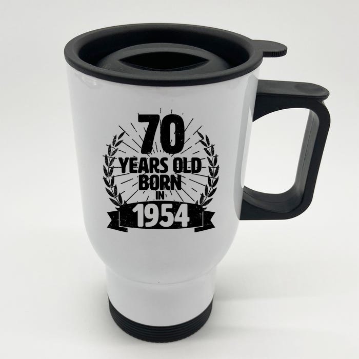 Vintage Wreath 70 Years Old Born In 1954 Birthday Front & Back Stainless Steel Travel Mug