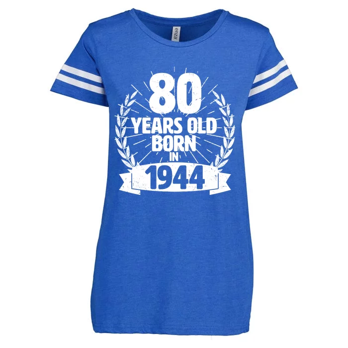 Vintage Wreath 80 Years Old Born In 1944 Birthday Enza Ladies Jersey Football T-Shirt