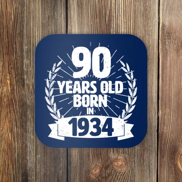 Vintage Wreath 90 Years Old Born In 1934 Birthday Coaster