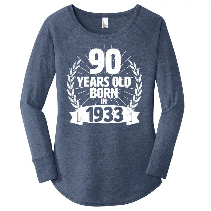 Vintage Wreath 90 Years Old Born In 1933 Birthday Women's Perfect Tri Tunic Long Sleeve Shirt