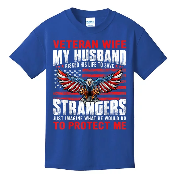 Veteran Wife Army Husband Soldier Saying Cool Military Usa Kids T-Shirt