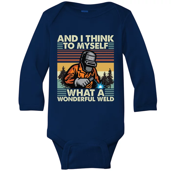 Vintage What A Wonderful Weld Retro Welding Cute Gift Baby Long Sleeve Bodysuit