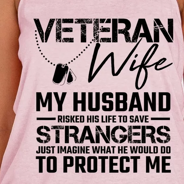 Veteran Wife Army Husband Soldier Saying Cool Military Gift Women's Knotted Racerback Tank