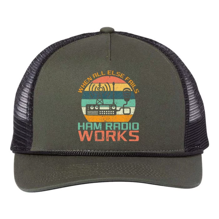 Vintage When All Else Fails Ham Radio Works Amateur Radio Retro Rope Trucker Hat Cap