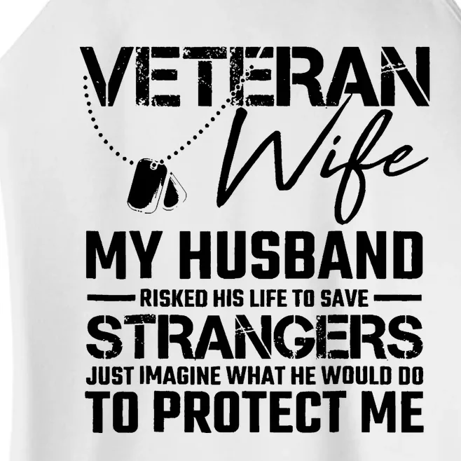 Veteran Wife Army Husband Soldier Saying Cool Military Women’s Perfect Tri Rocker Tank