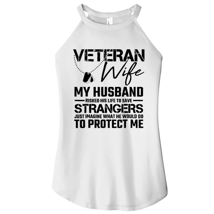 Veteran Wife Army Husband Soldier Saying Cool Military Women’s Perfect Tri Rocker Tank