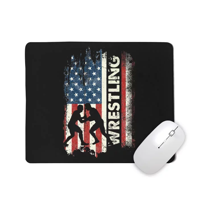 Vintage Wrestling American Flag Cool Usa Patriotic Mousepad