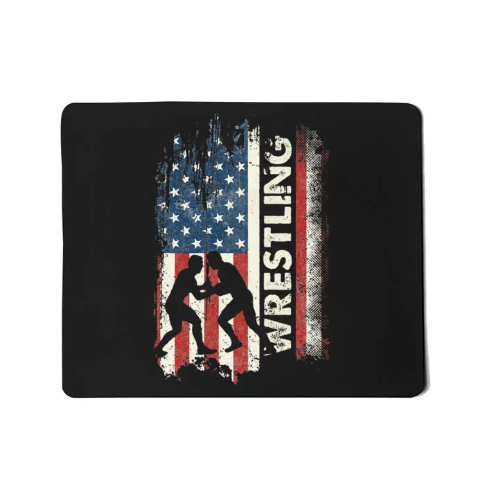 Vintage Wrestling American Flag Cool Usa Patriotic Mousepad