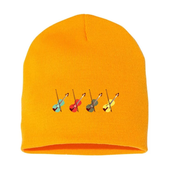 Violin With Bows Orchestra Gift Short Acrylic Beanie