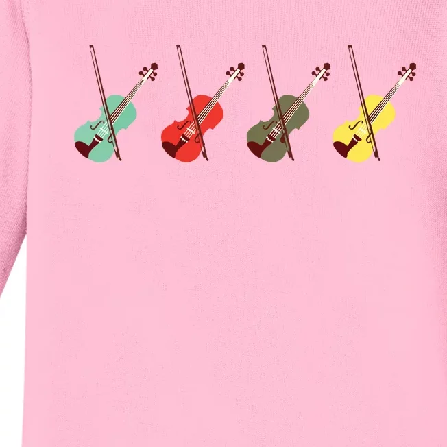 Violin With Bows Orchestra Gift Baby Long Sleeve Bodysuit