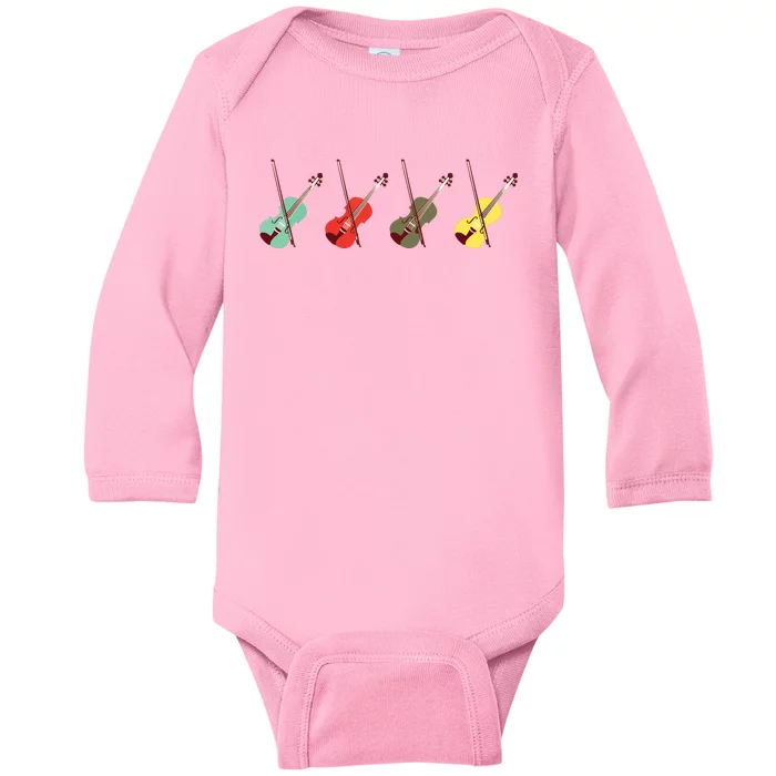 Violin With Bows Orchestra Gift Baby Long Sleeve Bodysuit