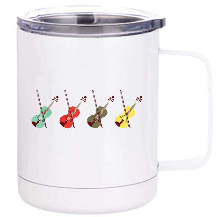 Violin With Bows Orchestra Gift Front & Back 12oz Stainless Steel Tumbler Cup