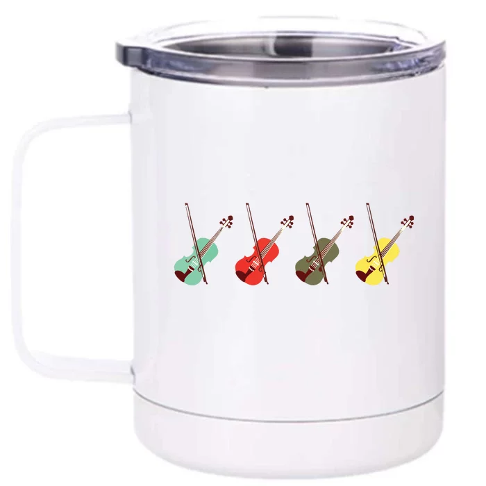 Violin With Bows Orchestra Gift Front & Back 12oz Stainless Steel Tumbler Cup