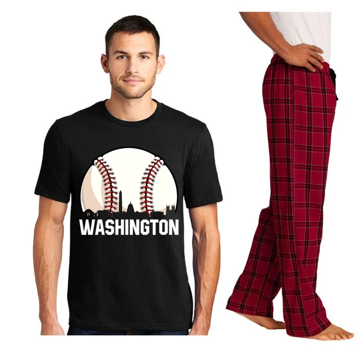 Vintage Washington Cityscape Retro Dad Baseball Lover Great Gift Pajama Set