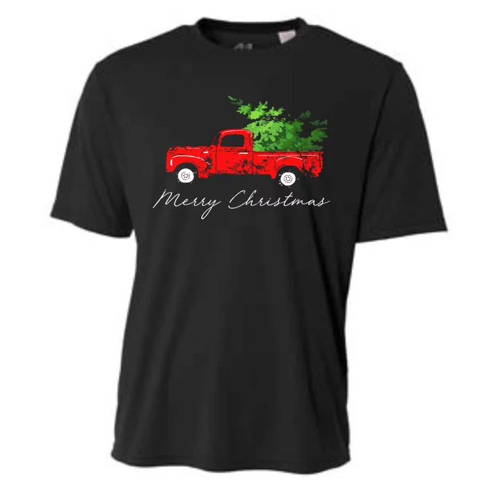 Vintage Wagon Christmas Tree On Car Cooling Performance Crew T-Shirt