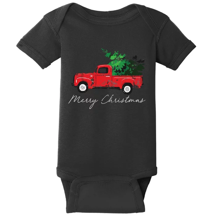 Vintage Wagon Christmas Tree On Car Xmas Vacation Baby Bodysuit