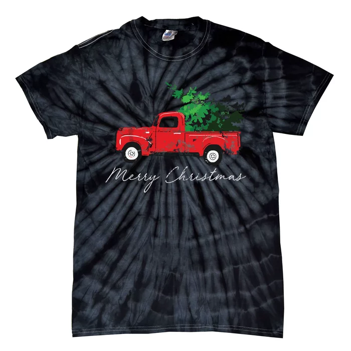 Vintage Wagon Christmas Tree On Car Xmas Vacation Tie-Dye T-Shirt