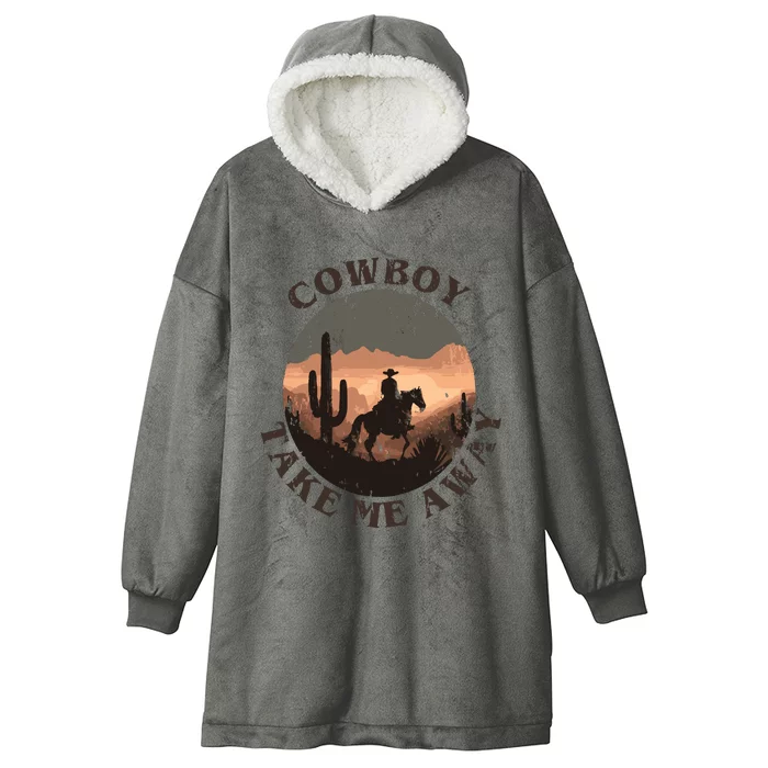 Vintage Western Cowgirl Take Me Away Hooded Wearable Blanket