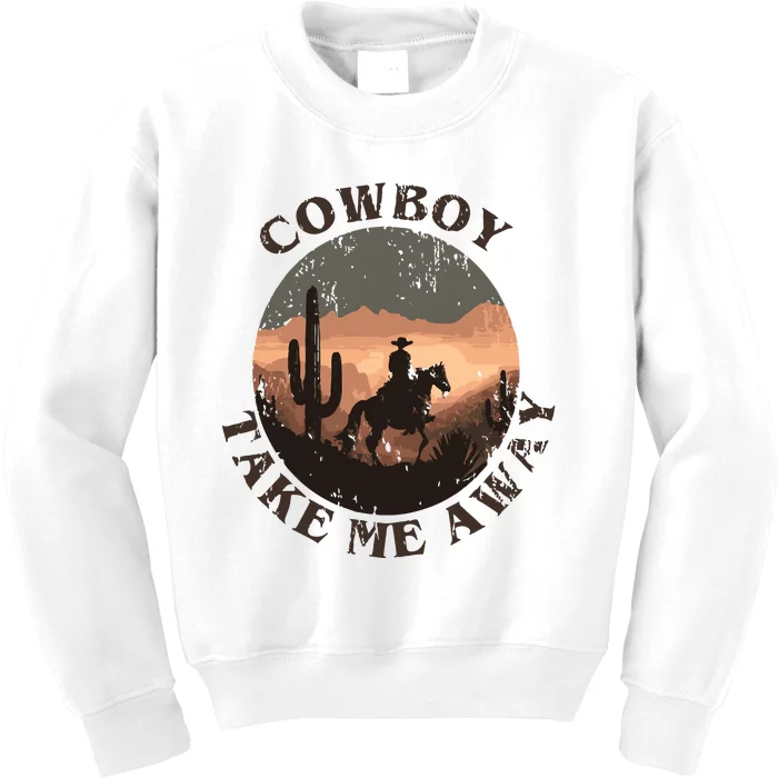 Vintage Western Cowgirl Take Me Away Kids Sweatshirt