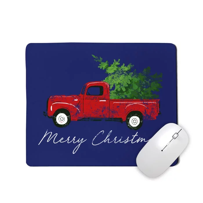 Vintage Wagon Christmas Tree On Truck Mousepad