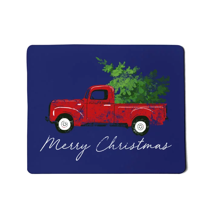 Vintage Wagon Christmas Tree On Truck Mousepad