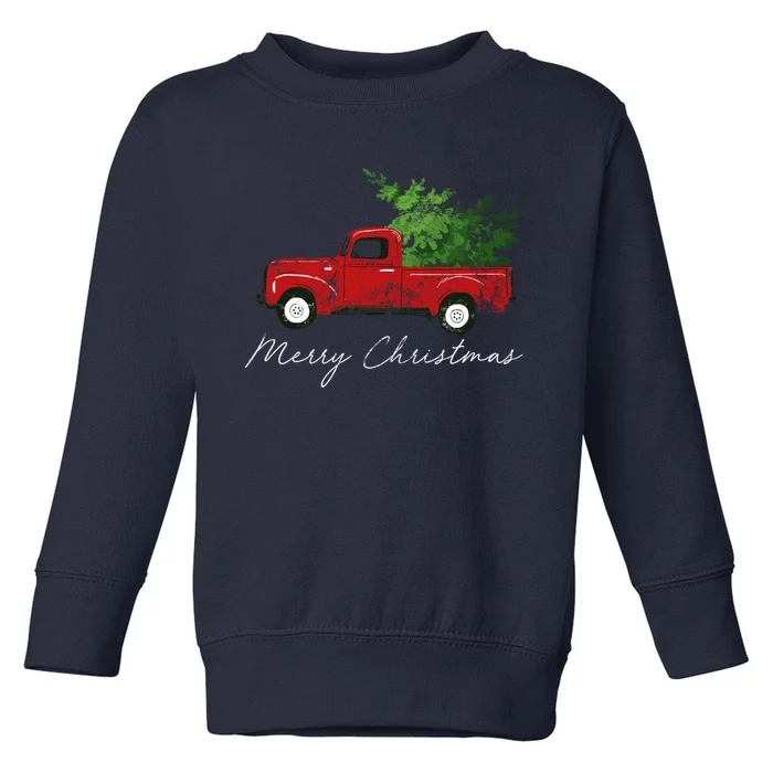 Vintage Wagon Christmas Tree On Truck Toddler Sweatshirt