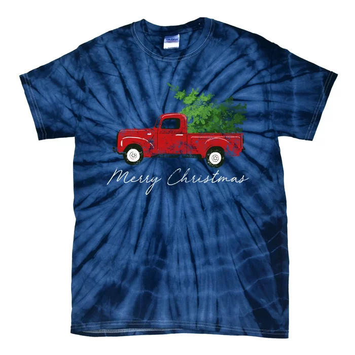 Vintage Wagon Christmas Tree On Truck Tie-Dye T-Shirt