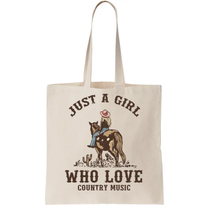 Vintage Western Cowgirl Just A Girl Who Love Country Music Tote Bag