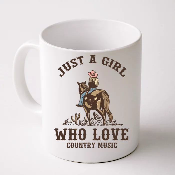 Vintage Western Cowgirl Just A Girl Who Love Country Music Front & Back Coffee Mug