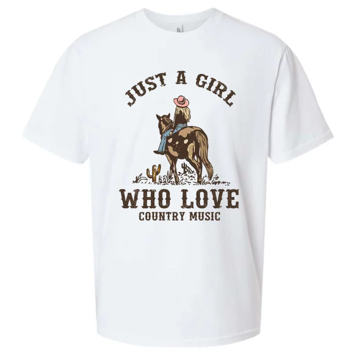 Vintage Western Cowgirl Just A Girl Who Love Country Music Sueded Cloud Jersey T-Shirt