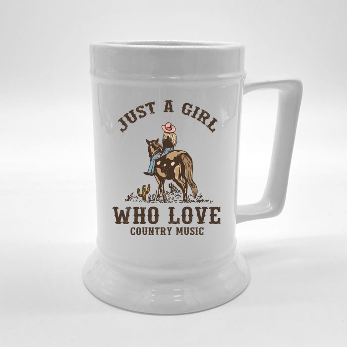 Vintage Western Cowgirl Just A Girl Who Love Country Music Front & Back Beer Stein