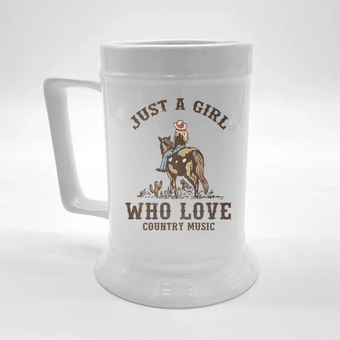 Vintage Western Cowgirl Just A Girl Who Love Country Music Front & Back Beer Stein