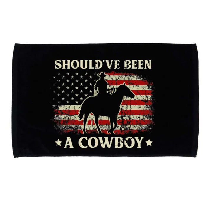 Vintage Western Country USA FLag Should've Been A Cowboy Microfiber Hand Towel