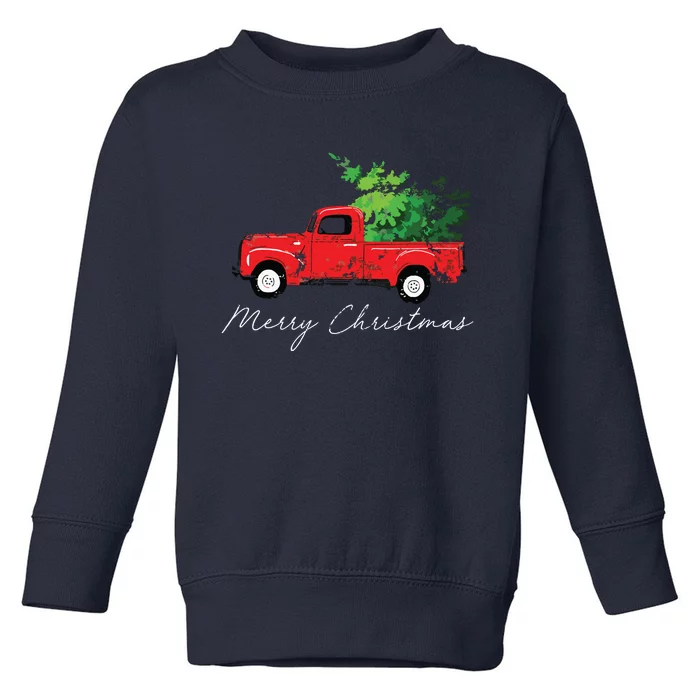 Vintage Wagon Christmas Tree On Car Xmas Vacation Toddler Sweatshirt