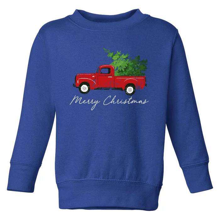 Vintage Wagon Christmas Great Gift Tree On Truck Gift Toddler Sweatshirt