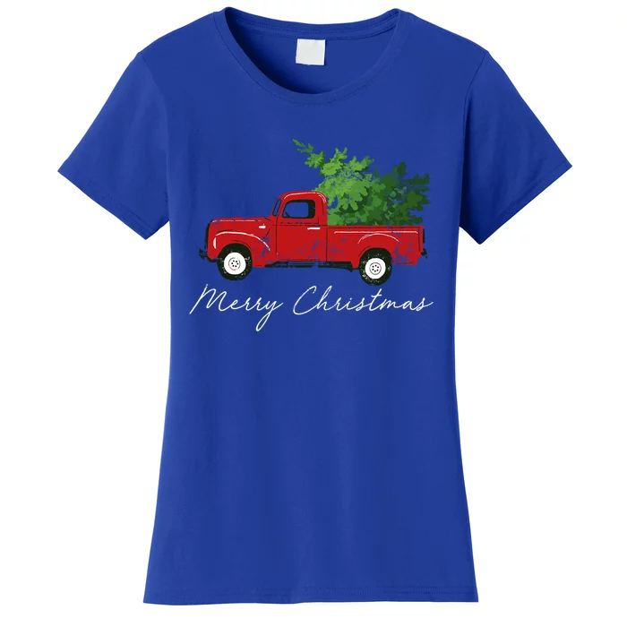 Vintage Wagon Christmas Great Gift Tree On Truck Gift Women's T-Shirt