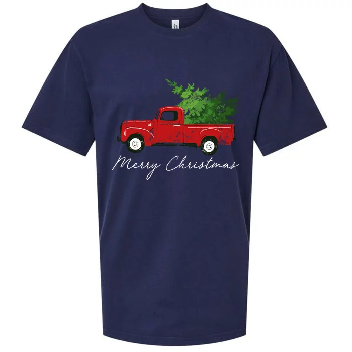 Vintage Wagon Christmas Great Gift Tree On Truck Gift Sueded Cloud Jersey T-Shirt