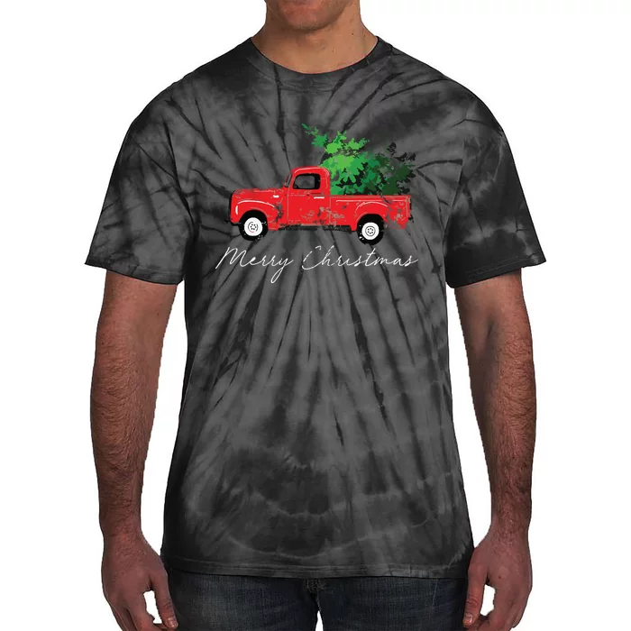 Vintage Wagon Christmas Tree On Car Xmas Vacation Tie-Dye T-Shirt