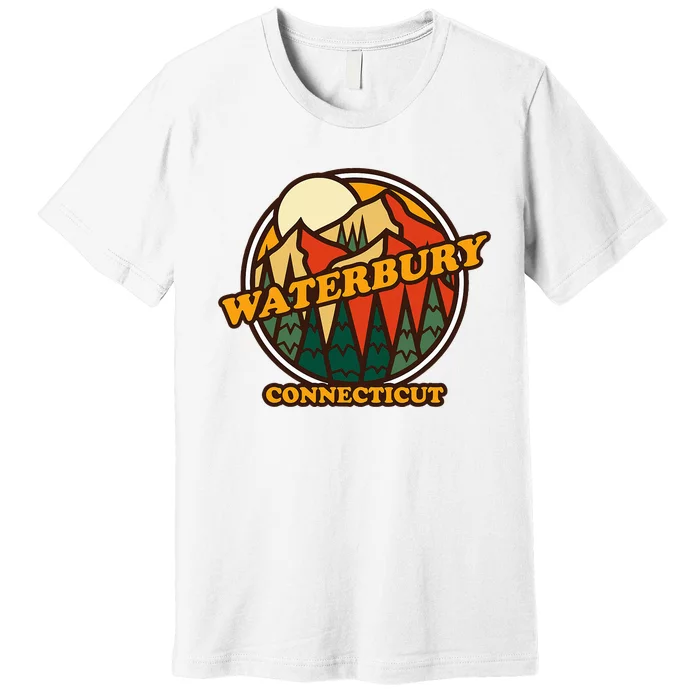 Vintage Waterbury Connecticut Mountain Hiking Souvenir Premium T-Shirt