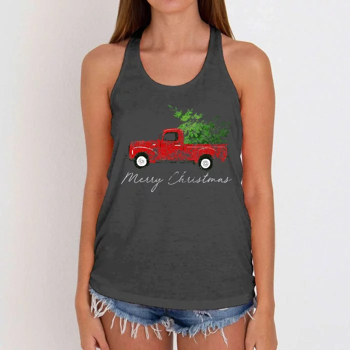 Vintage Wagon Christmas Tree On Car Xmas Vacation Women's Knotted Racerback Tank