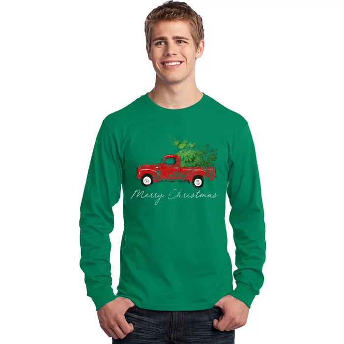 Vintage Wagon Christmas Tree On Car Xmas Vacation Long Sleeve Shirt