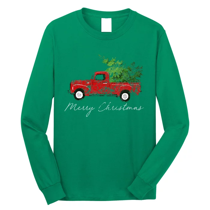 Vintage Wagon Christmas Tree On Car Xmas Vacation Long Sleeve Shirt