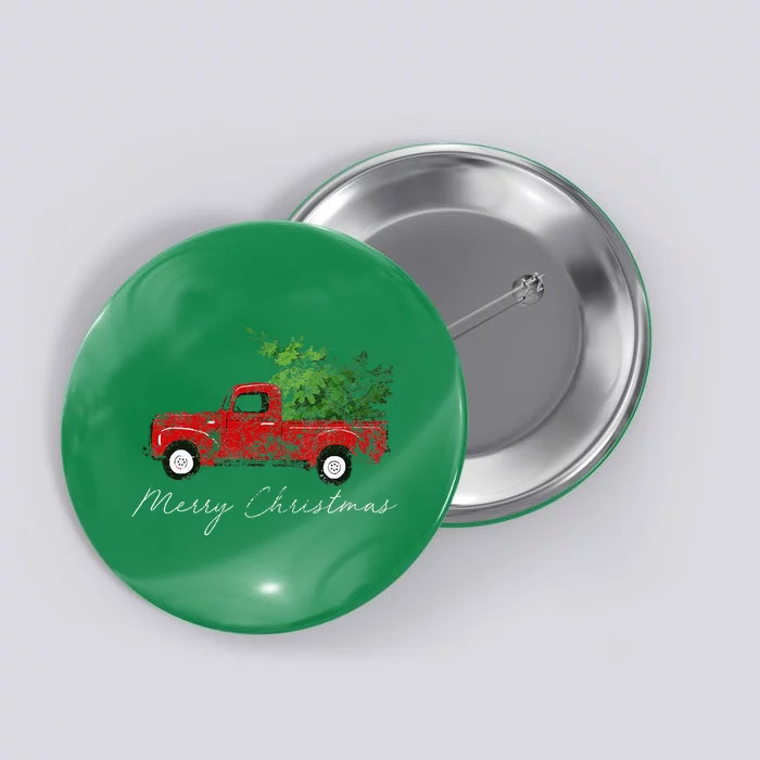 Vintage Wagon Christmas Tree On Car Xmas Vacation Button