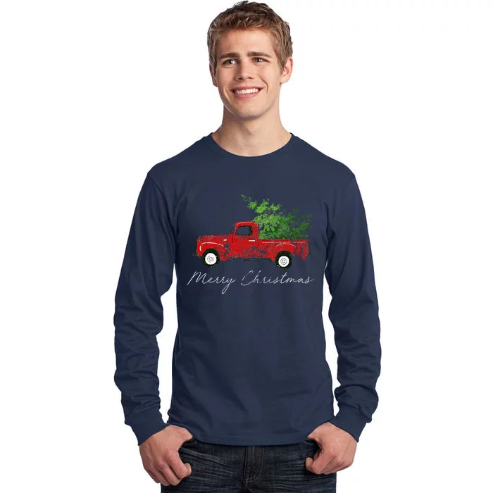 Vintage Wagon Christmas Tree On Car Xmas Vacation Tall Long Sleeve T-Shirt