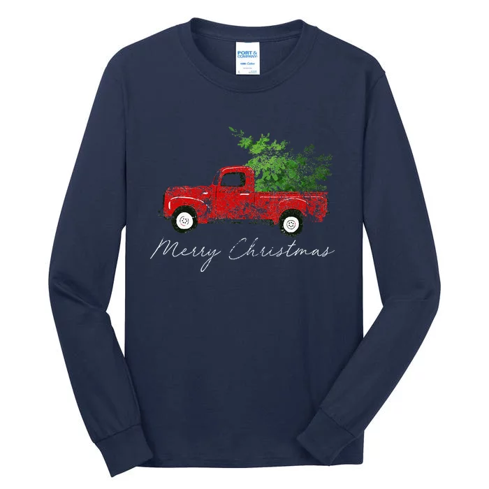 Vintage Wagon Christmas Tree On Car Xmas Vacation Tall Long Sleeve T-Shirt