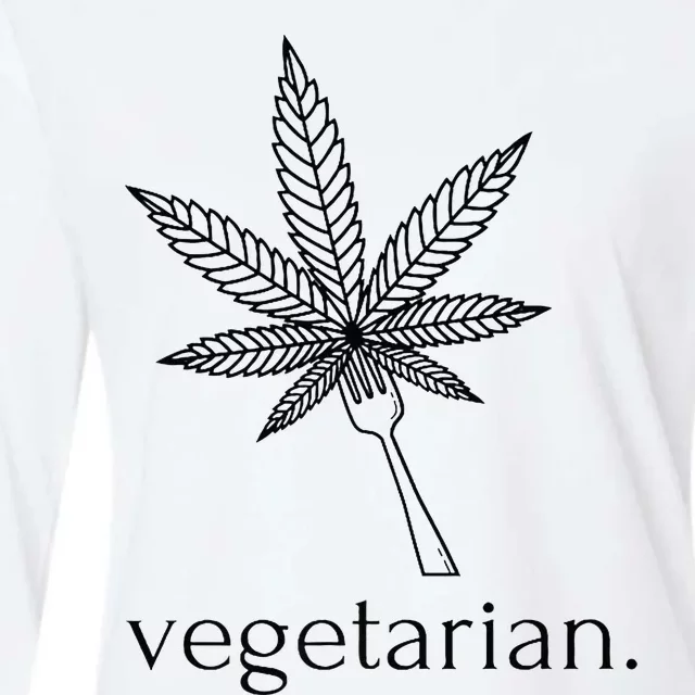 Vegetarian Weed Cannabis Marijuana Cute Funny Stoner Gift Womens Cotton Relaxed Long Sleeve T-Shirt